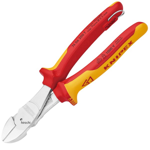 絶縁強力斜ニッパー 落下防止(BK)