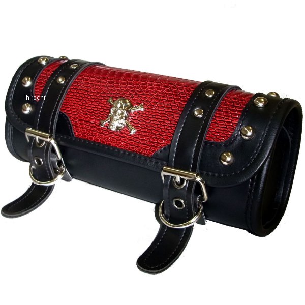 ツールバッグ スモール 黒 レッドパイソン シルバースカル