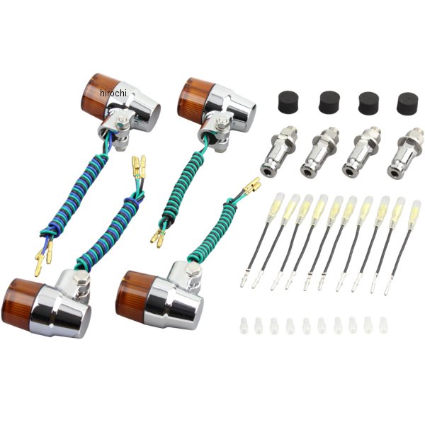 ウインカーセット カワサキ スーパーバイクミニタイプ メッキ/オレンジ