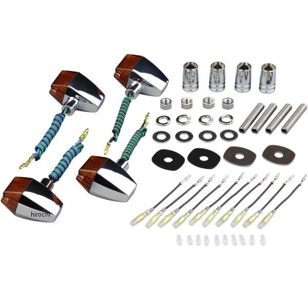 ウインカーセット カワサキ クラシカルシリーズ スリム&シャープタイプ メッキ/オレンジ