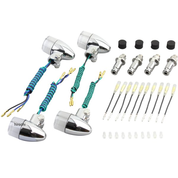 ウインカーセット カワサキ 砲弾タイプ メッキ/クリアー