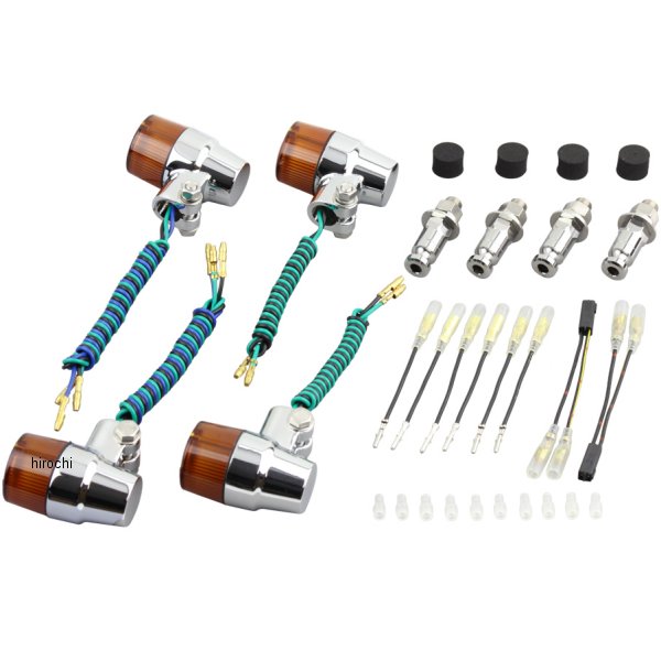 ウインカーセット カワサキ スーパーバイクミニタイプ メッキ/オレンジ