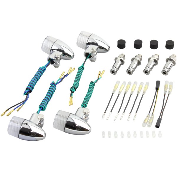 ウインカーセット カワサキ 砲弾タイプ メッキ/クリアー