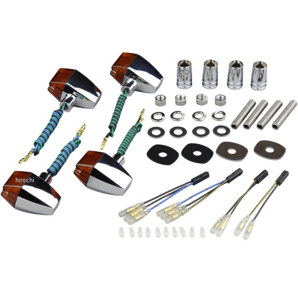 ウインカーセット 04年以降 ゼファー750、ZRX400II クラシカルシリーズ スリム&シャープタイプ メッキ/オレンジ