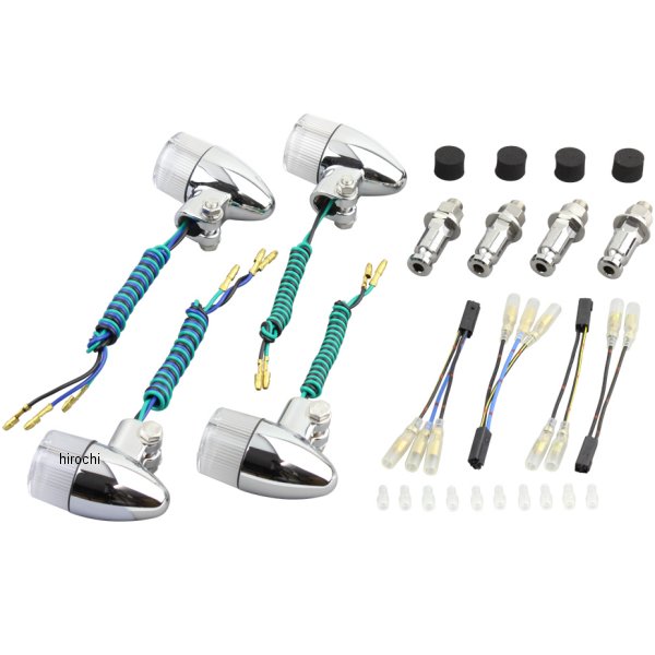 ウインカーセット 04年以降 ゼファー750、ゼファー750RS、ZRX400II 砲弾タイプ メッキ/クリアー