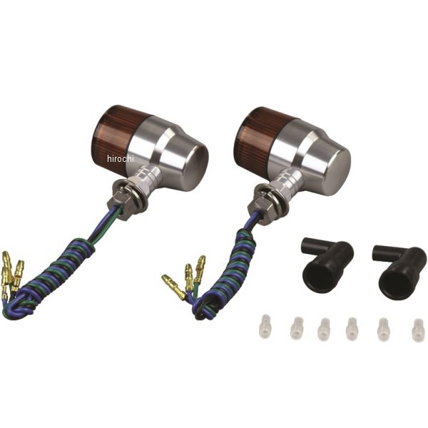 アルミマシンドウインカー 汎用 スーパーバイクミニタイプ ナローショートステー ダブル球 シルバー/オレンジ