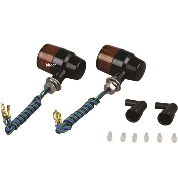 アルミマシンドウインカー 汎用 スーパーバイクミニタイプ ナローショートステー ダブル球 黒/オレンジ