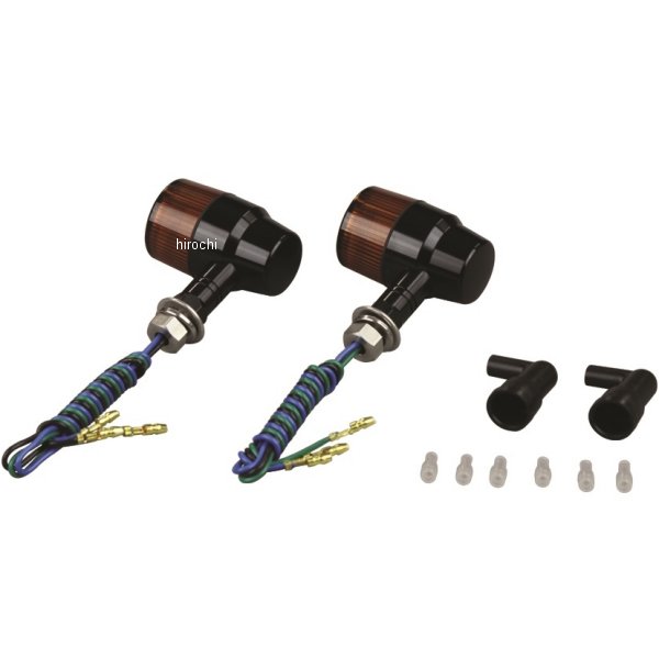 アルミマシンドウインカー 汎用 スーパーバイクミニタイプ ショートステー ダブル球 黒/オレンジ