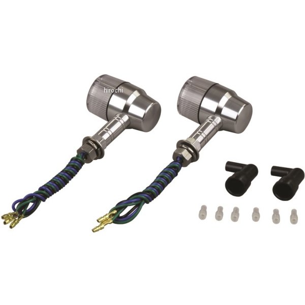 アルミマシンドウインカー 汎用 スーパーバイクミニタイプ ロングステー ダブル球 シルバー/クリアー