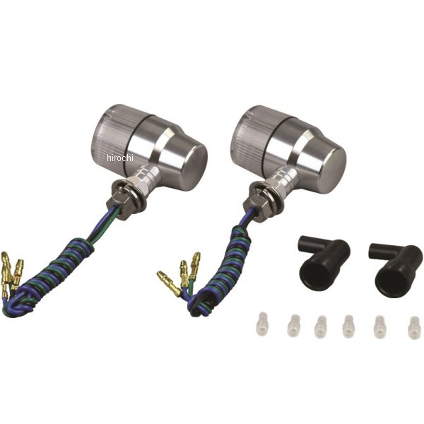 アルミマシンドウインカー 汎用 スーパーバイクミニタイプ ナローショートステー ダブル球 シルバー/クリアー