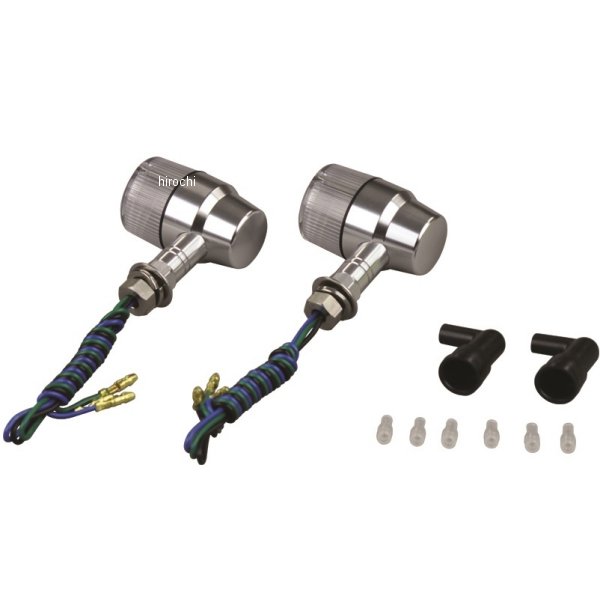 アルミマシンドウインカー 汎用 スーパーバイクミニタイプ ショートステー ダブル球 シルバー/クリアー