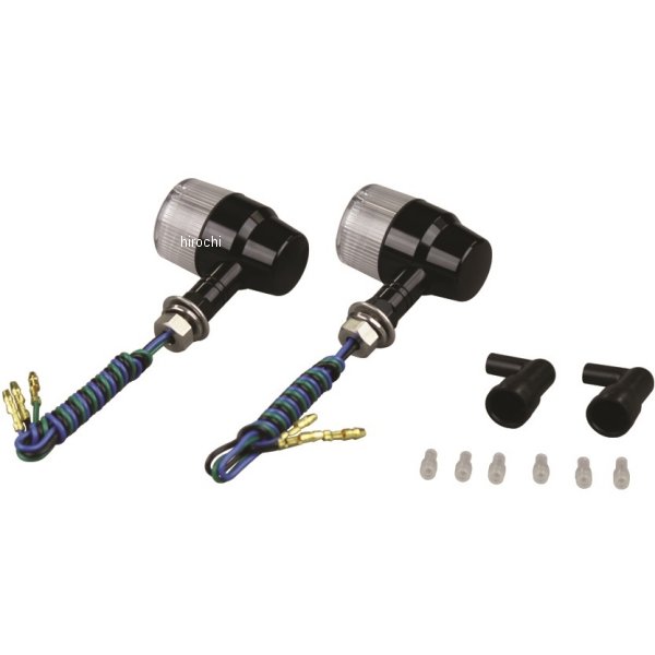 アルミマシンドウインカー 汎用 スーパーバイクミニタイプ ショートステー ダブル球 黒/クリアー