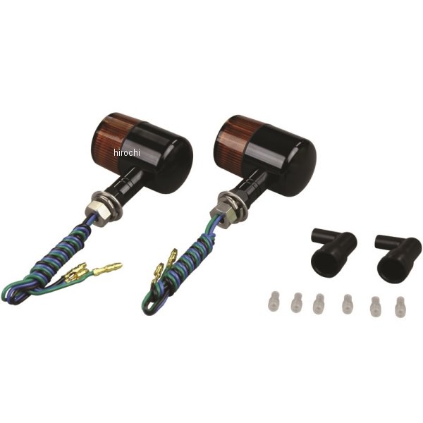 アルミマシンドウインカー 汎用 71タイプ ショートステー ダブル球 黒/オレンジ