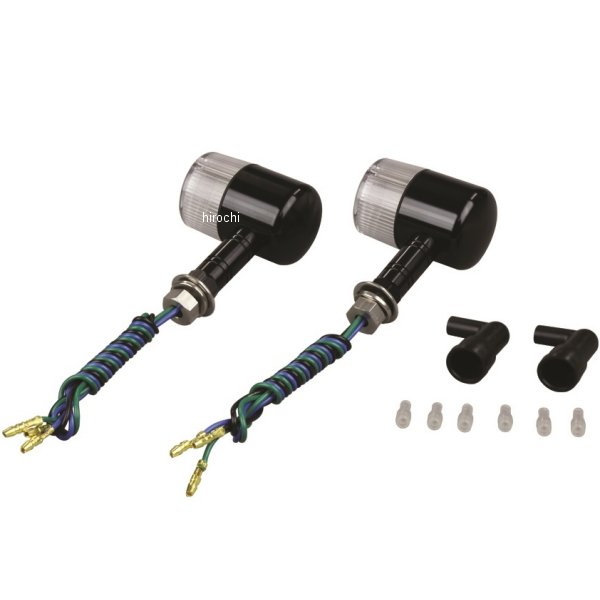 アルミマシンドウインカー 汎用 71タイプ ロングステー ダブル球 黒/クリアー