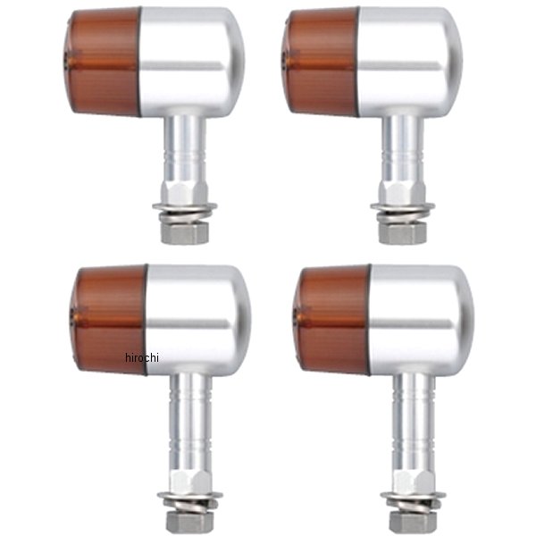 ウインカー ホンダ、ヤマハ、スズキ アルミマシンドシリーズ 71タイプ メッキ/オレンジ