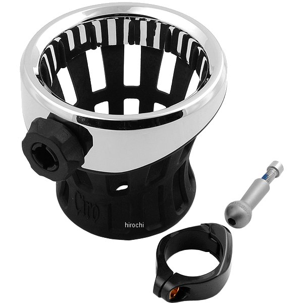 ドリンクホルダー 1.25インチ(32mm) ハンドルバー取り付け 黒/クローム