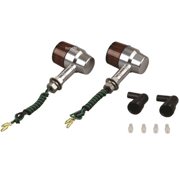 アルミマシンドウインカー 汎用 スーパーバイクミニタイプ ロングステー シングル球 シルバー/オレンジ