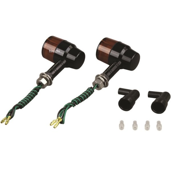 アルミマシンドウインカー 汎用 スーパーバイクミニタイプ ロングステー シングル球 黒/オレンジ