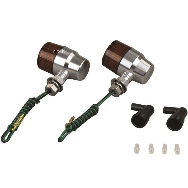 アルミマシンドウインカー 汎用 スーパーバイクミニタイプ ナローショートステー シングル球 シルバー/オレンジ