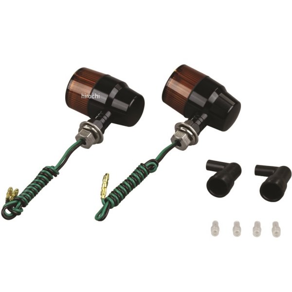 アルミマシンドウインカー 汎用 スーパーバイクミニタイプ ナローショートステー シングル球 黒/オレンジ