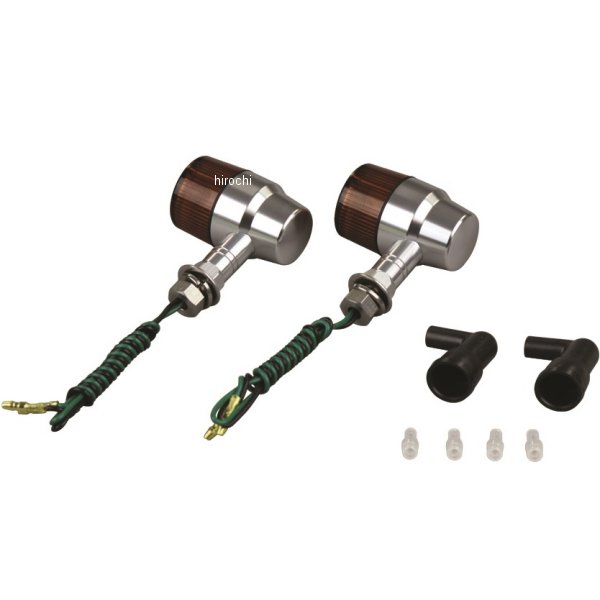 アルミマシンドウインカー 汎用 スーパーバイクミニタイプ ショートステー シングル球 シルバー/オレンジ