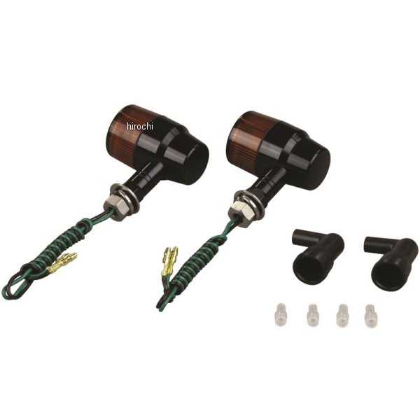 アルミマシンドウインカー 汎用 スーパーバイクミニタイプ ショートステー シングル球 黒/オレンジ