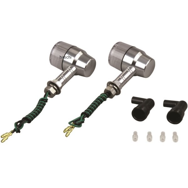 アルミマシンドウインカー 汎用 スーパーバイクミニタイプ ロングステー シングル球 シルバー/クリアー