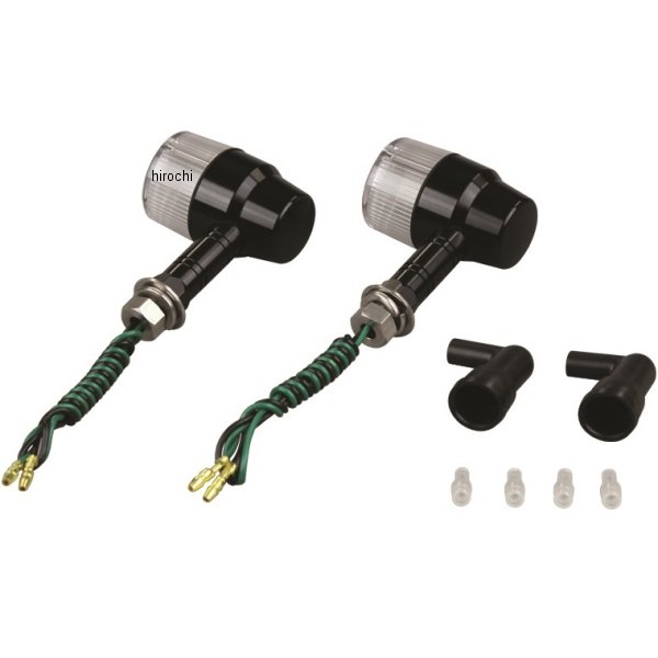 アルミマシンドウインカー 汎用 スーパーバイクミニタイプ ロングステー シングル球 黒/クリアー