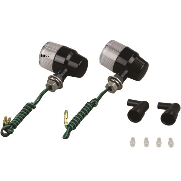 アルミマシンドウインカー 汎用 スーパーバイクミニタイプ ナローショートステー シングル球 黒/クリアー