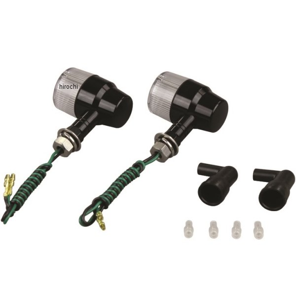 アルミマシンドウインカー 汎用 スーパーバイクミニタイプ ショートステー シングル球 黒/クリアー