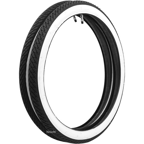 自転車用タイヤ 74型 20×1.75 H/E 白/黒 2本セット チューブ付き