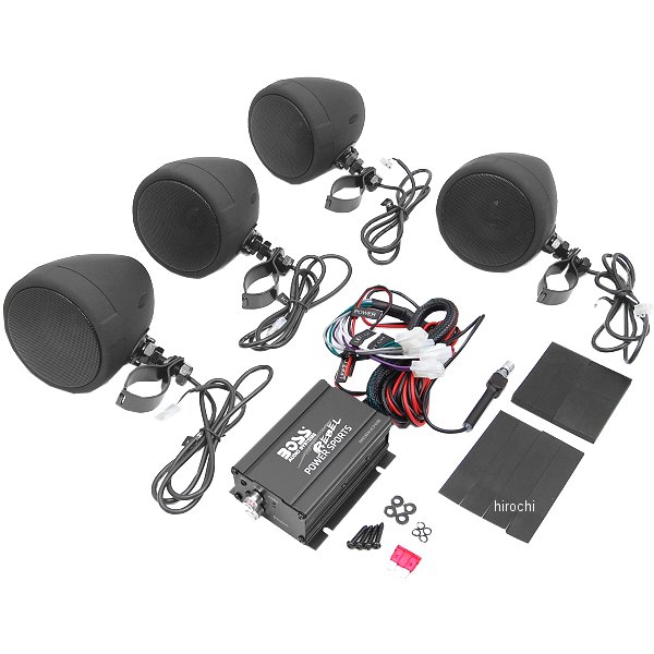 バイク用スピーカー アンプ/Bluetooth 3インチ スピーカー 2ペア 黒