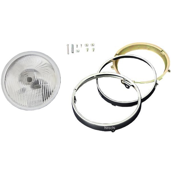 BRIGHTEC ヘッドライト コンペックスタイプ 旧カワサキ系リム付き H4 180φ 汎用 クリア