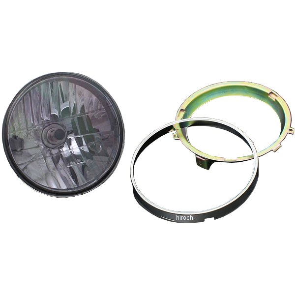 BRIGHTEC マルチリフレクター ヘッドライト ラウンドタイプ H4 180φ インナーリム付き 汎用 スモーク