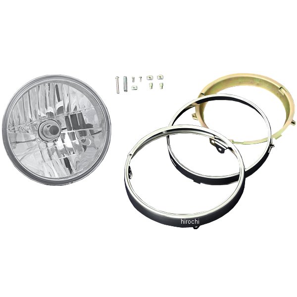 BRIGHTEC マルチリフレクター ヘッドライト ラウンドタイプ 旧カワサキ系リム付き 黄 汎用 クリア
