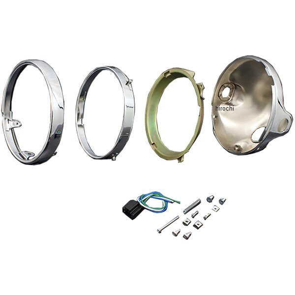 ヘッドライトリム＆ケースセット 8mmケース付き 汎用 クローム