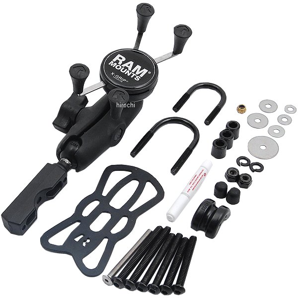 Xグリップ&ブレーキ/クラッチランプ スマートフォン用 テザー付 黒