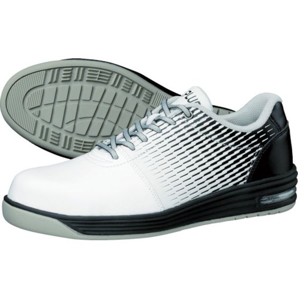 ワイド樹脂先芯入り軽量スニーカー ホワイト/ブラック 22.5CM