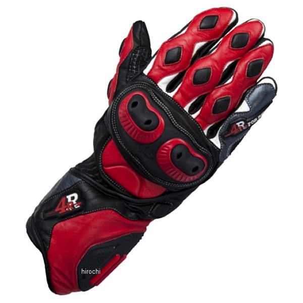 フォーアール4R ハードプロテクション レザーグローブ RG-02 赤 Lサイズ