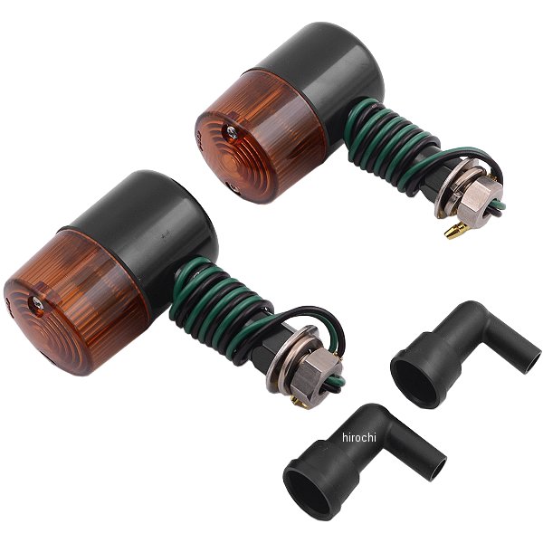 アルミマシンドウインカー 汎用 71タイプ ロングステー シングル球 黒/オレンジ