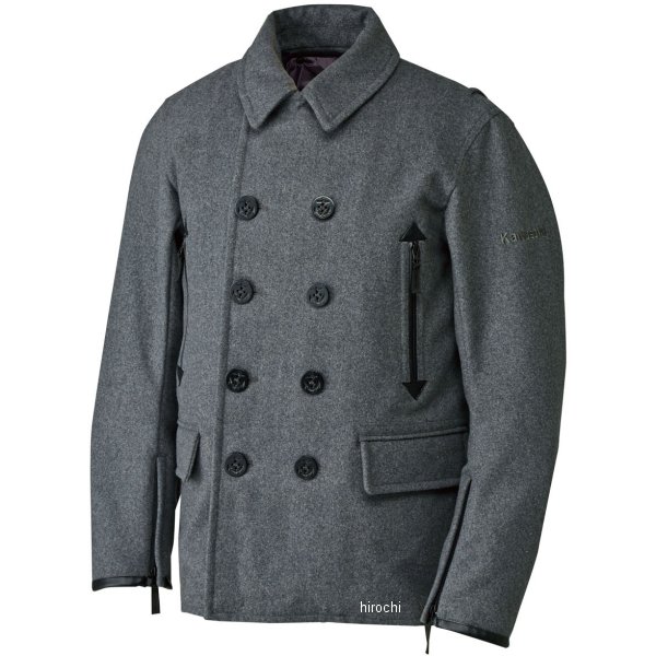 秋冬モデル カワサキライディングピーコート グレー Mサイズ