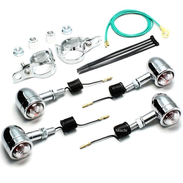 ミニブレットウインカーキット 00年以降 ドラッグスター250 フォークタイプ クリアレンズ 4個入り