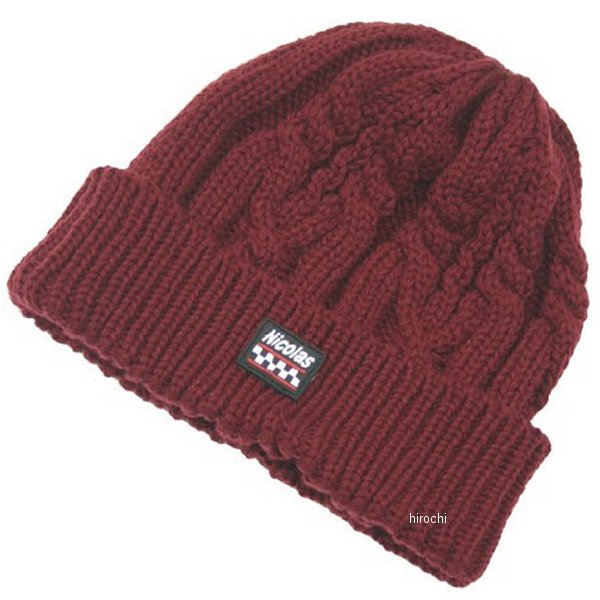 NICOLAS ニットキャップ ガーネットレッド フリーサイズ