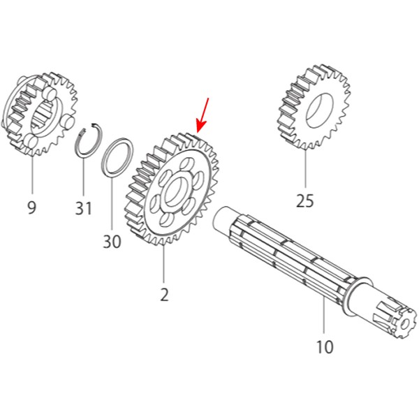 カウンターシャフト1STギヤ 33T モンキー/5速