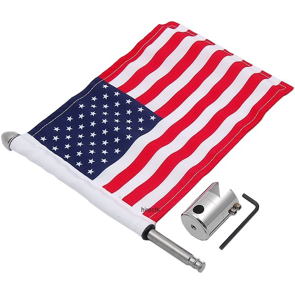 旗取付け 1/2インチ(13mm) スクエア シーシーバー用 6インチ(152mm)x9インチ(229mm) USA旗付き