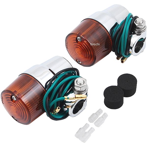 キャストウインカー 汎用 スーパーバイクミニタイプ シングル球 2個 メッキ/オレンジ