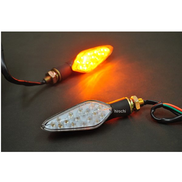 LEDウインカー 汎用 リーフ 黒/クリア 2個入り