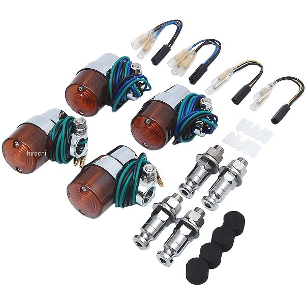 ウインカーセット 04年以降 ゼファー750、ゼファー750RS、ZRX400II スーパーバイクミニタイプ メッキ/オレンジ