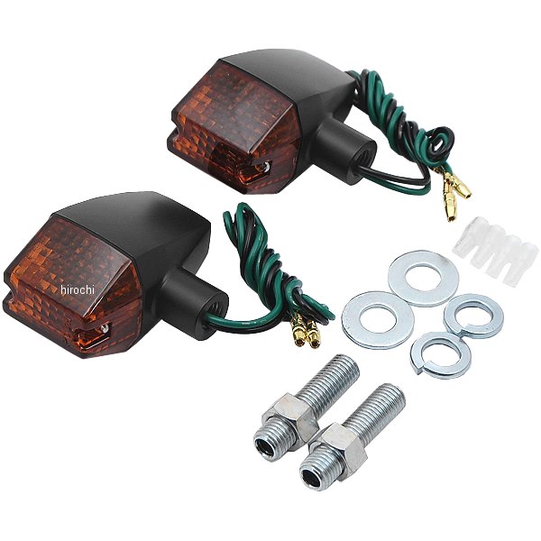 ウインカー 汎用 クラシカルシリーズ スリム&シャープタイプ シングル球 2個 黒/オレンジ