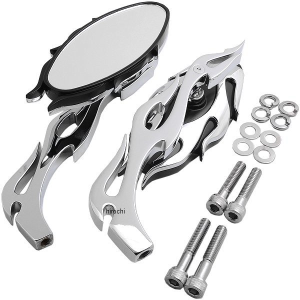 ミラー オーバル フレイム 黒/クローム(左右ペア)